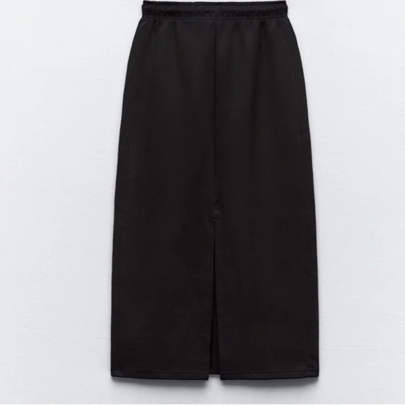 ZARA Plush Black Midi Skirt - Picture 2 of 6